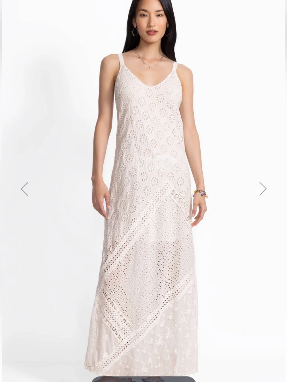 Jade 🌞GIGI White Eyelet Maxi Dress with V-Neck
